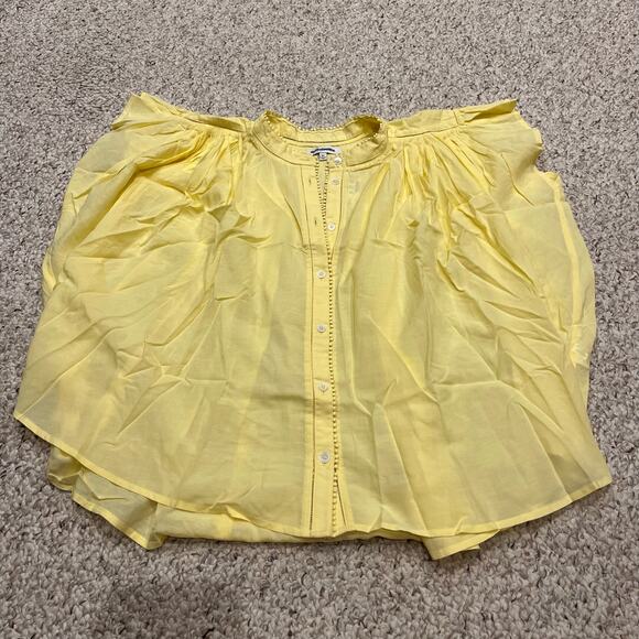 NWT Madewell Shirred Lace Trim Top Sz XL Yellow Preppy Casual Boho - Picture 1 of 7